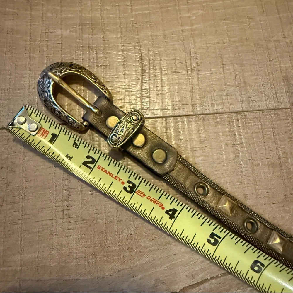 Y2k gold brass Studded Belt mesh western accents estimated small medium boho